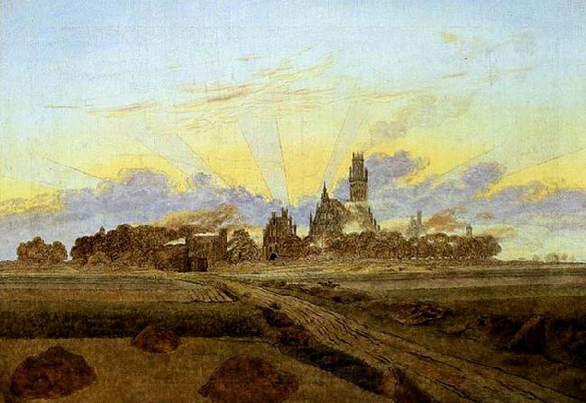 Caspar David Friedrich Neubrandenburg in Flames Spain oil painting art